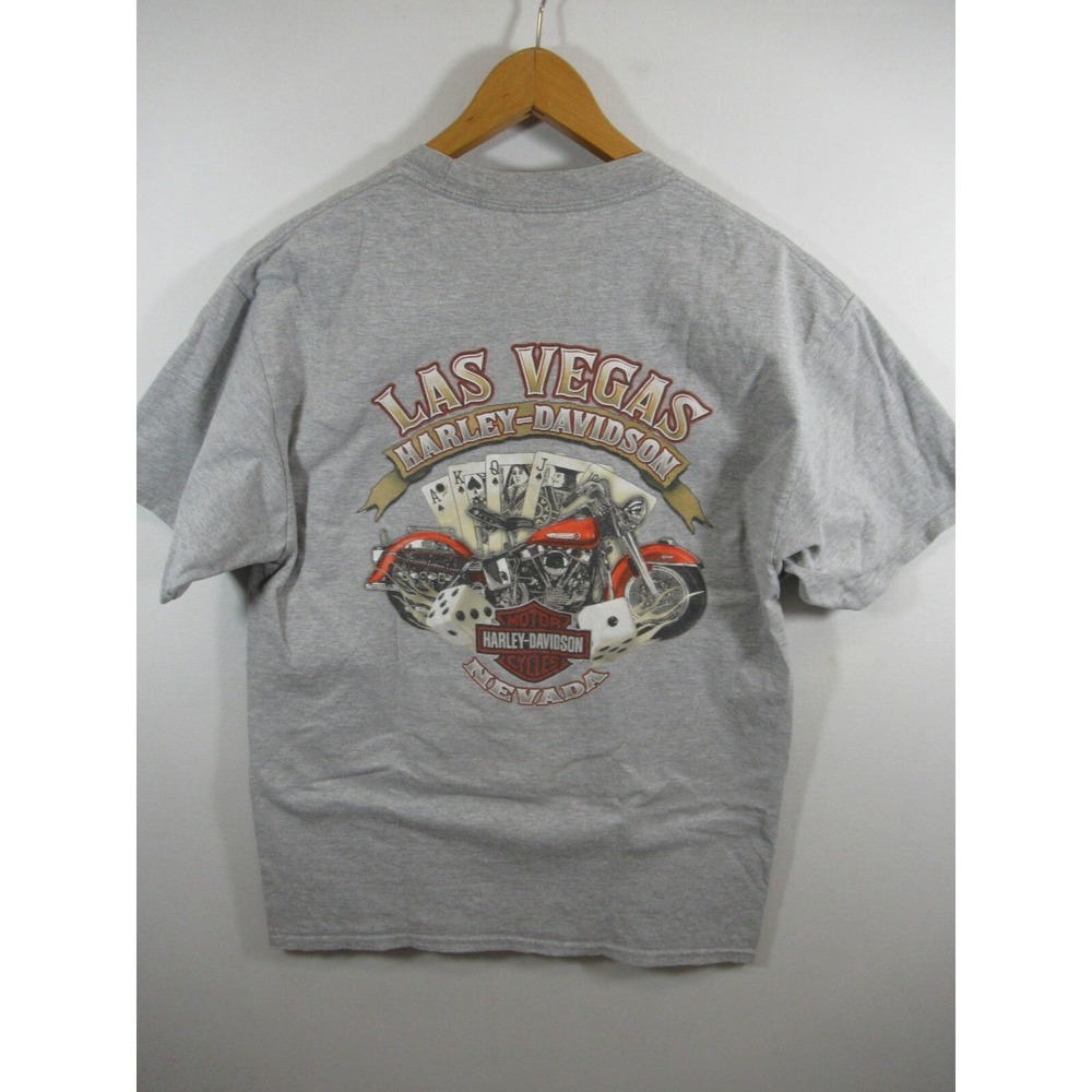 Vtg Harley Davidson Las Vegas Skull T-Shirt Men Gray Short Sleeve Nevada 2007